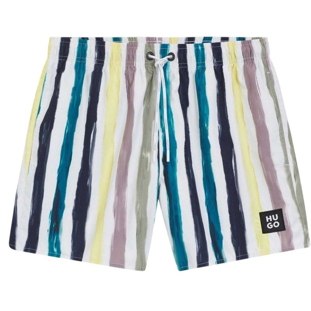Hugo Mens Contrast Striped Swim Shorts / Light Green